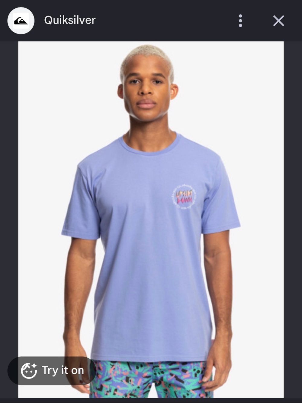 Quiksilver X Stranger Things Men’s Lavender Crew Neck Graphic T-Shirt